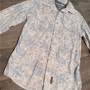 Wrangler Light Blue and White Paisley Shirt